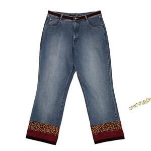 Venezia Jeans Embellished 100% Cotton Curvy Straight Leg Jeans Size 18